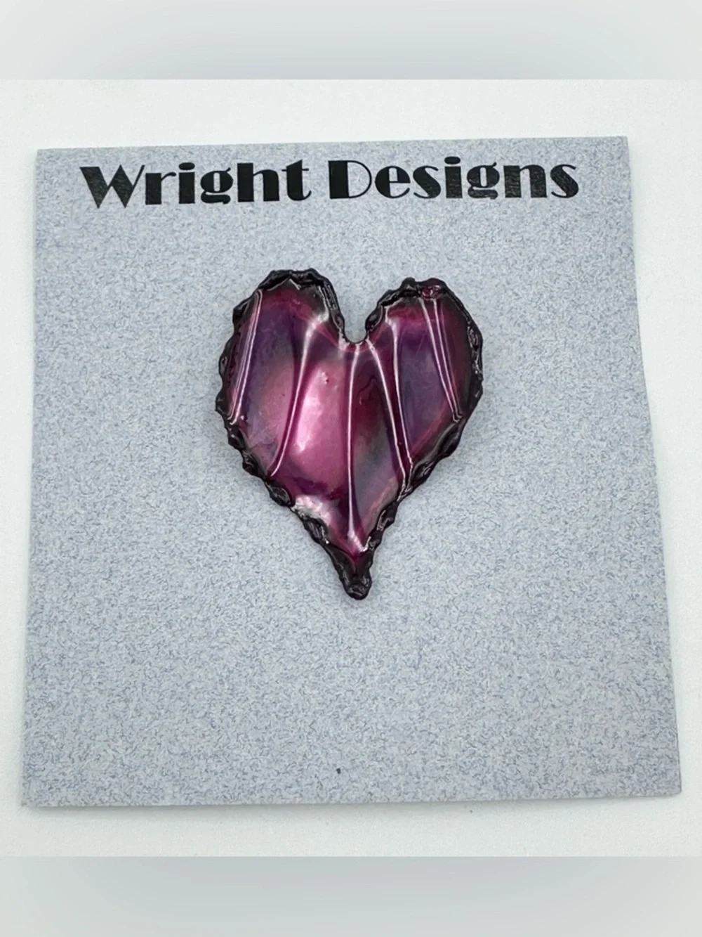 🌼 Hand Crafted Folded Heart Metal Art Artesian Pin Brooch
